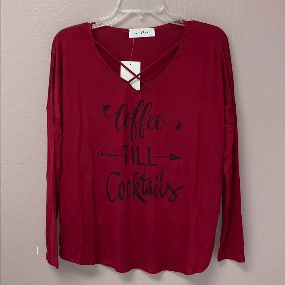 Coffee Till Cocktails Strappy LS Shirt Small